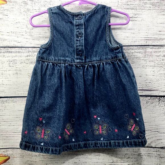Vintage Oshkosh Denim Butterfly Embroidered Dress Size 18 months - Picture 7 of 7